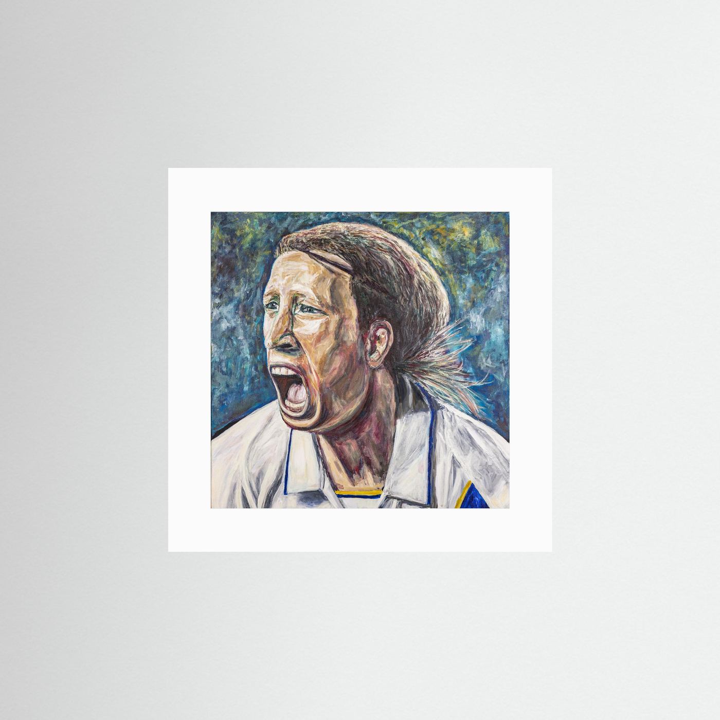 Leeds United artwork inspired by Luciano Becchio and Elland Road atmosphere. Football fine art print celebrating Leeds United supporter culture, iconic players and emotional matchday moments. Leeds United wall art for football fans and sports art